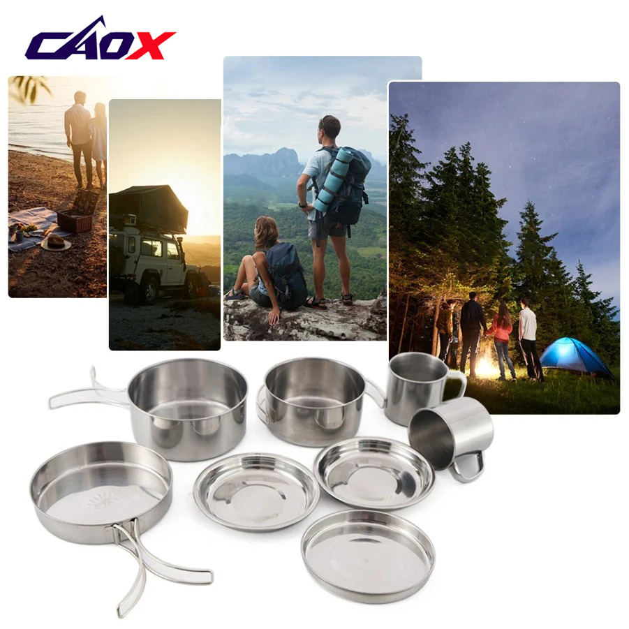 CAOX 8pcs/Set Camping Cookware - Camping Cooking Ware Set ulasan dan harga