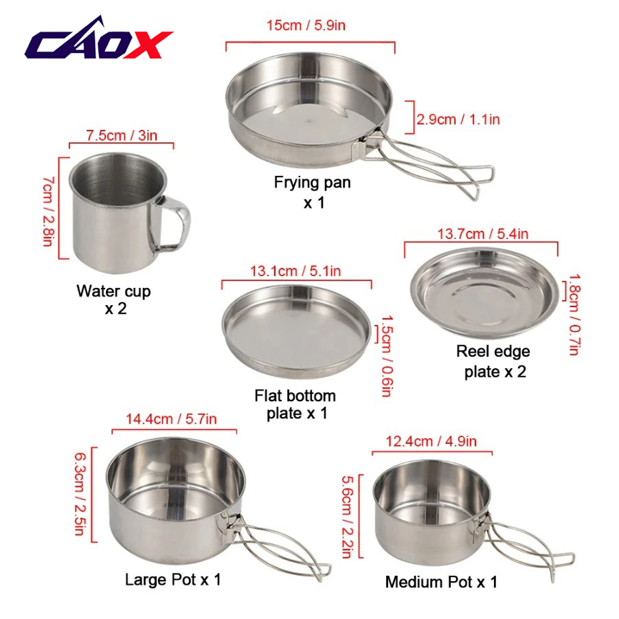 CAOX 8pcs/Set Camping Cookware - Camping Cooking Ware Set ulasan dan harga