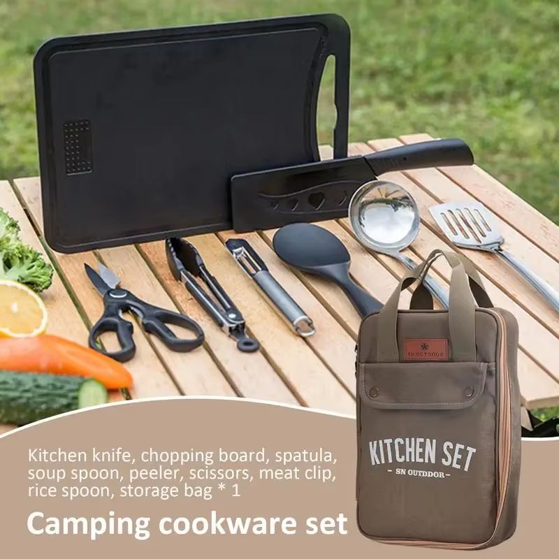 8pcs Camping Kitchen Cookware  - Camping Cooking Pan Set ulasan dan harga