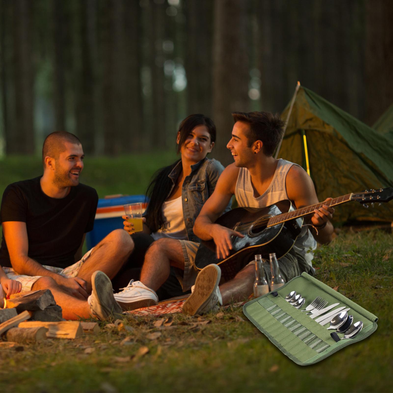 Camping Tableware Roll Bag Kit - Camping Cooking Utensil Roll ulasan dan harga