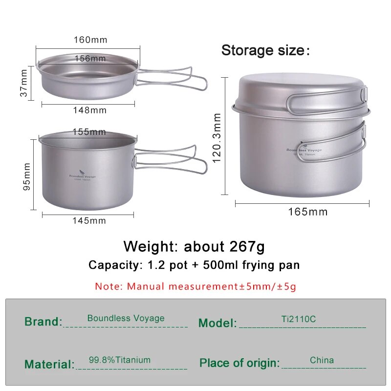 Boundless Voyage Titanium Pot  - Camping Cooking Set 2 Person ulasan dan harga