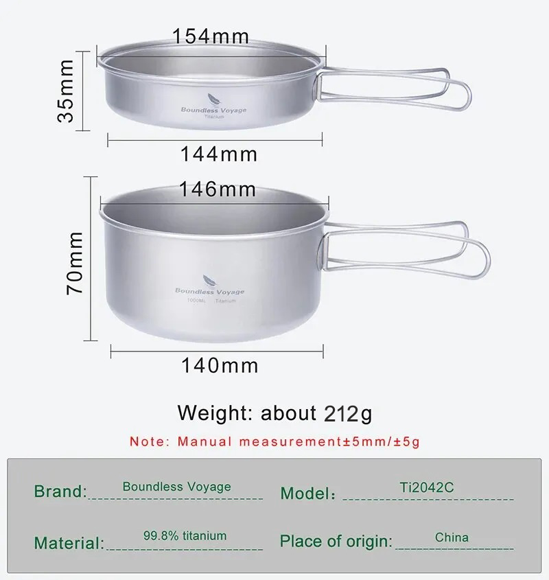 Boundless Voyage Titanium Pot  - Camping Cooking Set 2 Person ulasan dan harga