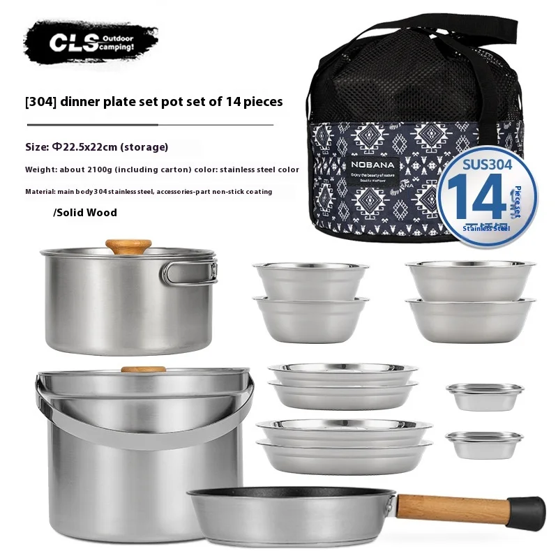 NOBANA&CLS 22PCS Stainless Ste - Camping Cooking Pan Set ulasan dan harga