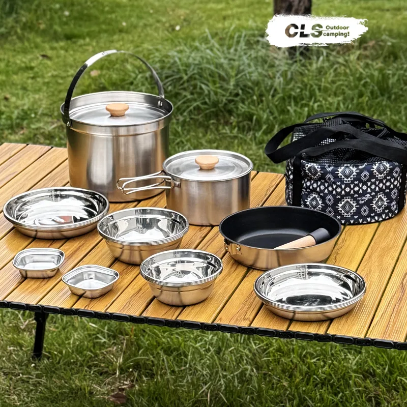 NOBANA&CLS 22PCS Stainless Ste - Camping Cooking Pan Set ulasan dan harga