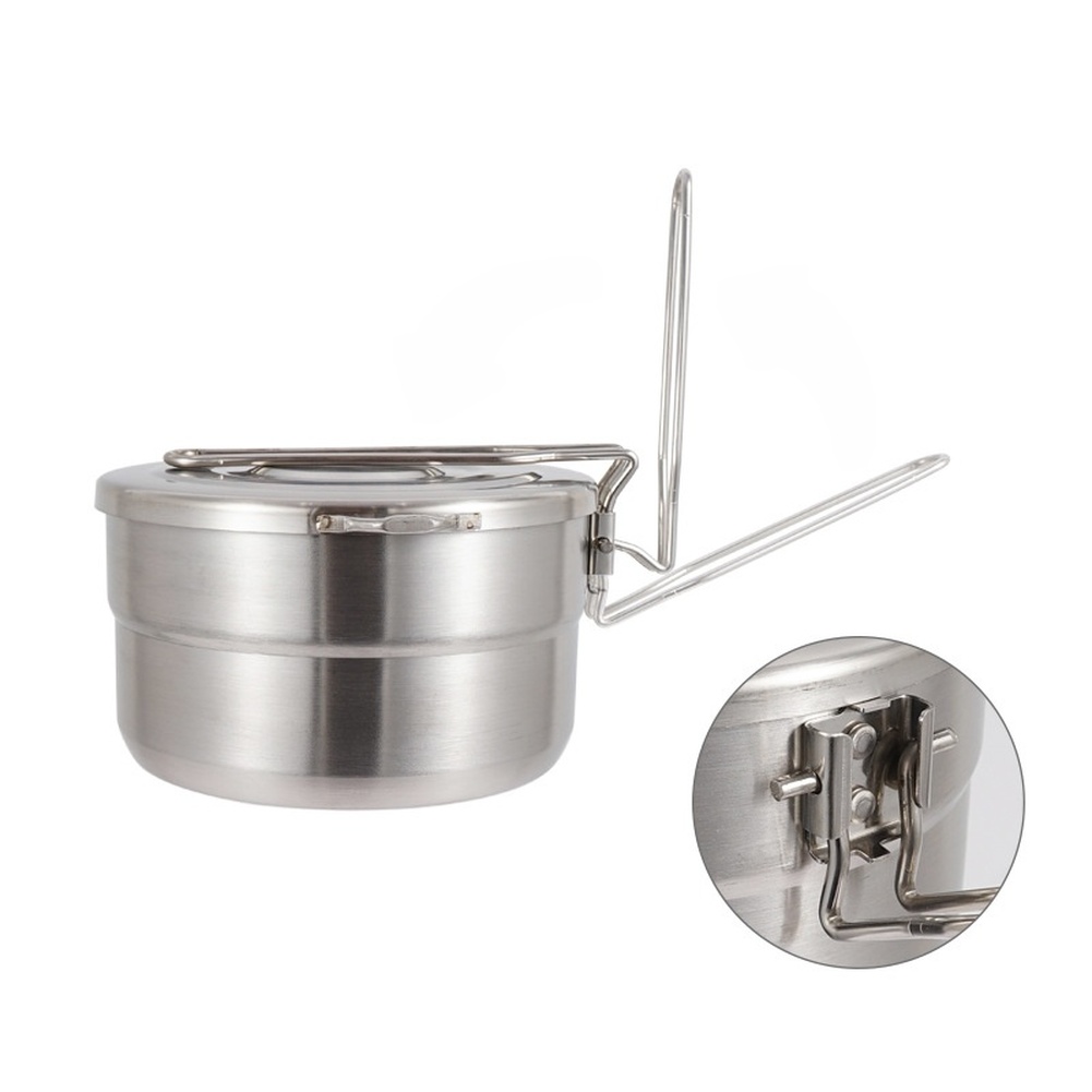 1.5L 304 Stainless Steel Campi - Camping Cooking Ware Set ulasan dan harga