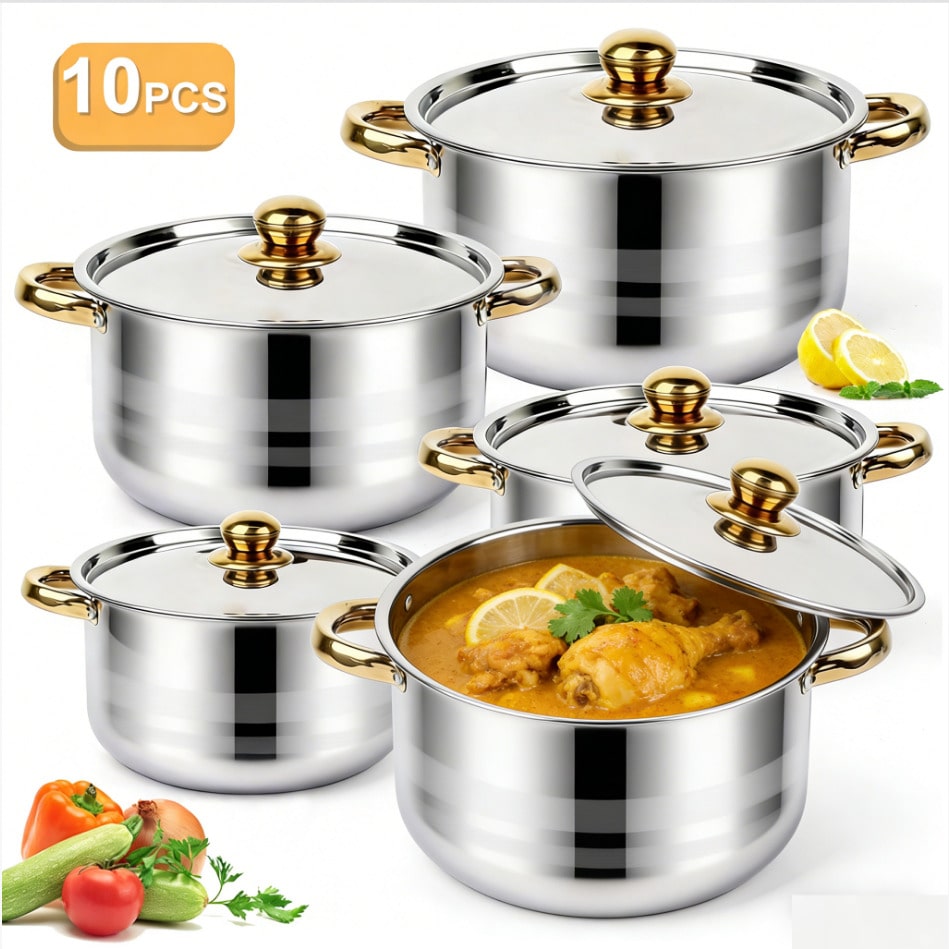 Stainless Steel Pot Set Modern - Camping Cooking Pan Set ulasan dan harga