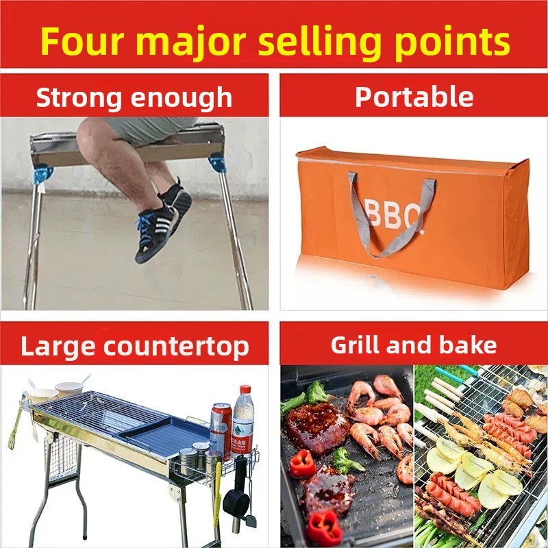Large Folding Charcoal Barbecu - Camping Cooking Device ulasan dan harga